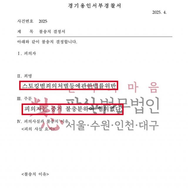 [불송치] 스토킹 | 단순히 전화를 걸었는데 스토킹 혐의로 입건된 사건, 무혐의
